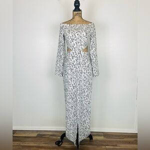 Keepsake The Label Off Shoulder Long Sleeves Maxi Dress Size S Sexy Front Slip
